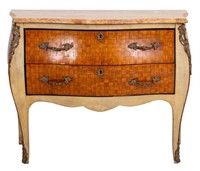 French Provincial Bombe Chest of 2 Drawers