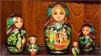 Set of Russian Nesting Dolls on Tray