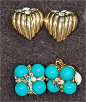 2 Pairs Of Joan Rivers Clip-On Gold-Tone Earrings