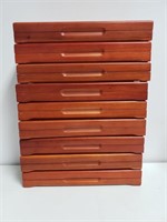 (9) Jewelry Boxes Fabric Lined 10.75×4.75"