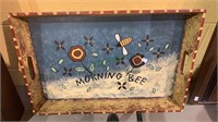 Handpainted kitchen tray, morning B, flowers and