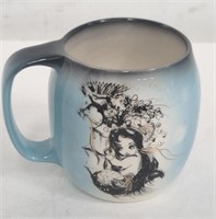 Sascha Brastoff handpainted ceramic mug,  4" x 5"