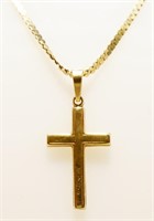 14K Y Gold Cross Pendant Necklace 19" 2.8g