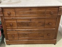 Walnut Three Drawer Dresser with Marble Top