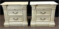 Pair Classical Inspired Wood Nightstands