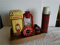 Kerosene lantern with box, thermos and tins