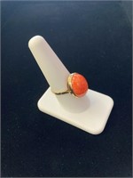 CORAL AND GOLD RING