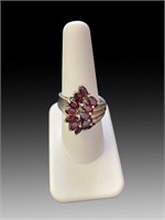 SILVER AND GARNET RING