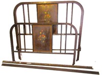 Antique Metal Bed w/Metal Wheels Twin