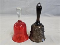 Amberina and Smoke Art Glass Bells