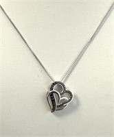 Sterling Silver Black Diamond Heart Necklace