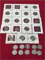 Assorted years of Liberty V nickels and Buffalo