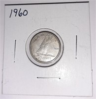 1960 Canada 10 Cents 80% Silver Dime
