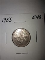 1955 England / British Elizabeth II SixPence coin