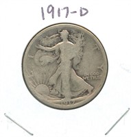 1917-D Walking Liberty Silver Half Dollar