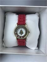 Nib Christmas Tree Watch W Moving Stones