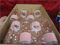 (8)Vintage Libbey Polka dot striped glasses.