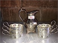 Silver Pitcher and Silver Plated Holders
