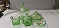 Assorted Green Depression Glassware