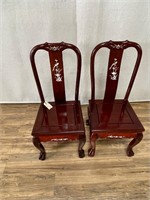 Pair of Rosewood Mother of Pearl Inlay Chairs