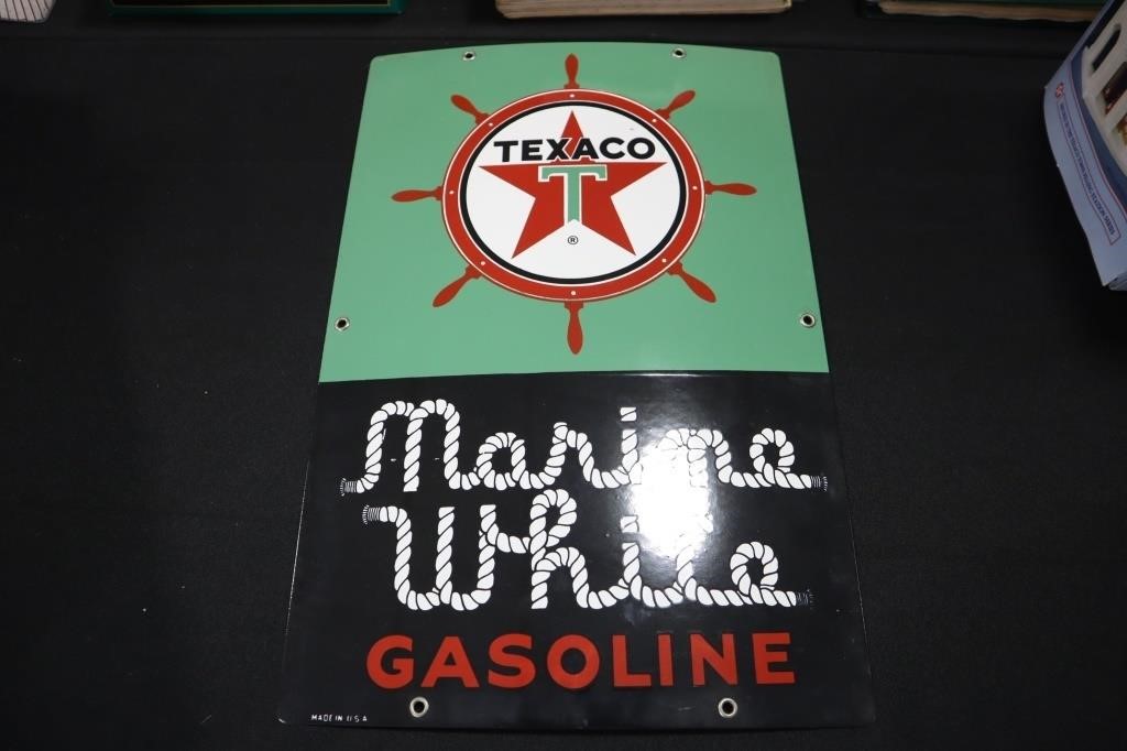 Texaco porcelain metal sign Marine White