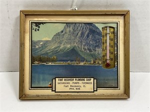 FT. RECOVERY PLUMBING SHOP ADVERTISING THERMOMETER