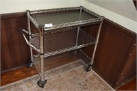 Metal Serving Cart on Wheels