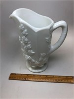 Vintage Milk Glass Grape Pitcher