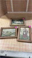 Three small framed pictures