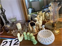 Cake toppers, lamp and misc glass