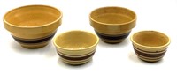 (4) Antique Yellowear Brown Strip Mini Bowls