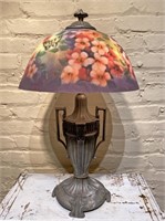 Reverse Painted Lamp on Art Deco Base