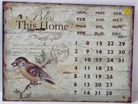 Bless This Home Tin Calendar Sign