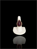 Antique 14k White Gold Teardrop Cut Ruby Ring