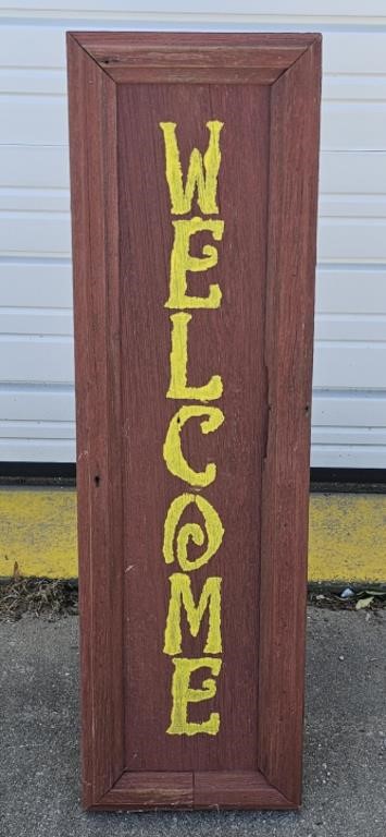 (P) Decorative Wooden Welcome Sign, Yellow