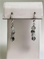 Sterling Rutilated Quartz Dangle Earrings 3 Grams