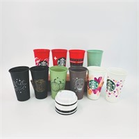 10 Retired Starbucks Cups with Lids