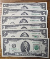$12 Consecutive serial number. Uncirculated $2