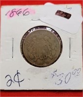 1866 Large 2 Cent