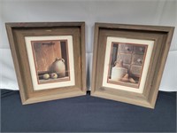 2 Pc Wood Framed Farmhouse Style Prints