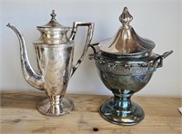 Silverplate pot, compote with a lid