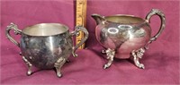 Silver plated creamer and sugar