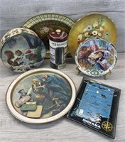 ASSORTED VINTAGE TINS & PLATES INDIANA OZ HERSHEY