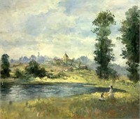 Marion Rice (20th C.) Oil On Canvas Landscape