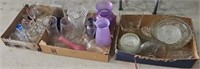 (3) boxes w/vases, clear glass pieces & more