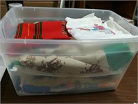 Tote Full of Linens, Placemats, Fabric, etc