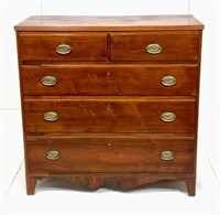 Walnut chest, 5 drawers (2 over 3), solid ends,