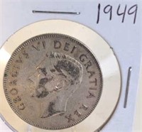 1949 Georgivs VI Canadian Silver Half Dollar