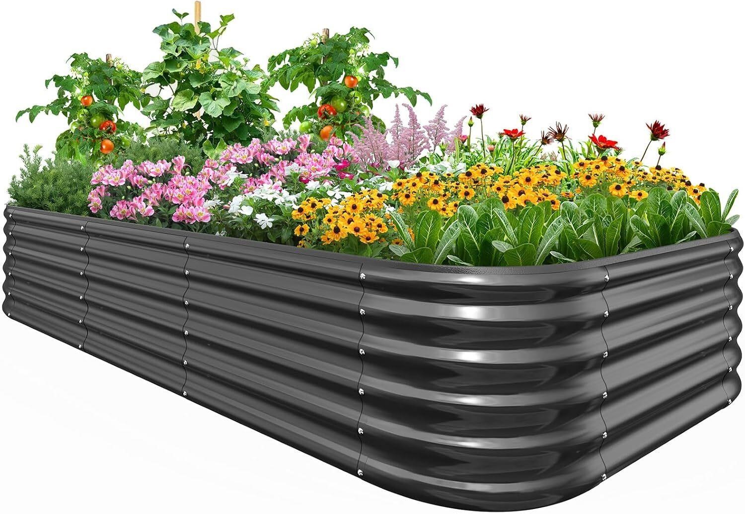 Quictent Raised Garden Bed  8x4x1.5 FT  Dark Grey