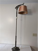1940s Floor Lamp w/ Shade, Brass, Marble Knot